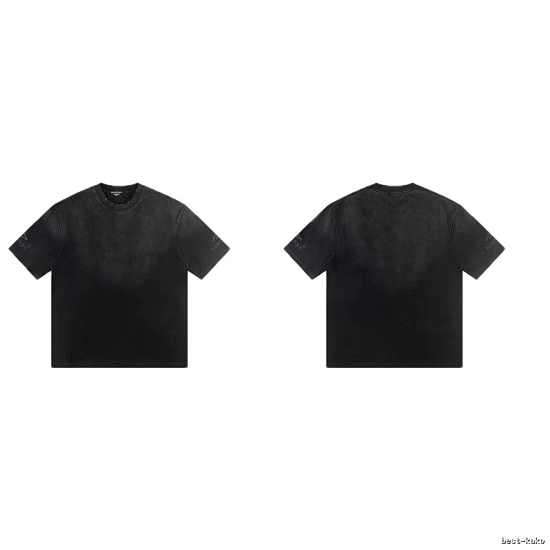 Balenciaga Distressed Street Style Black Short-Sleeve T-Shirt