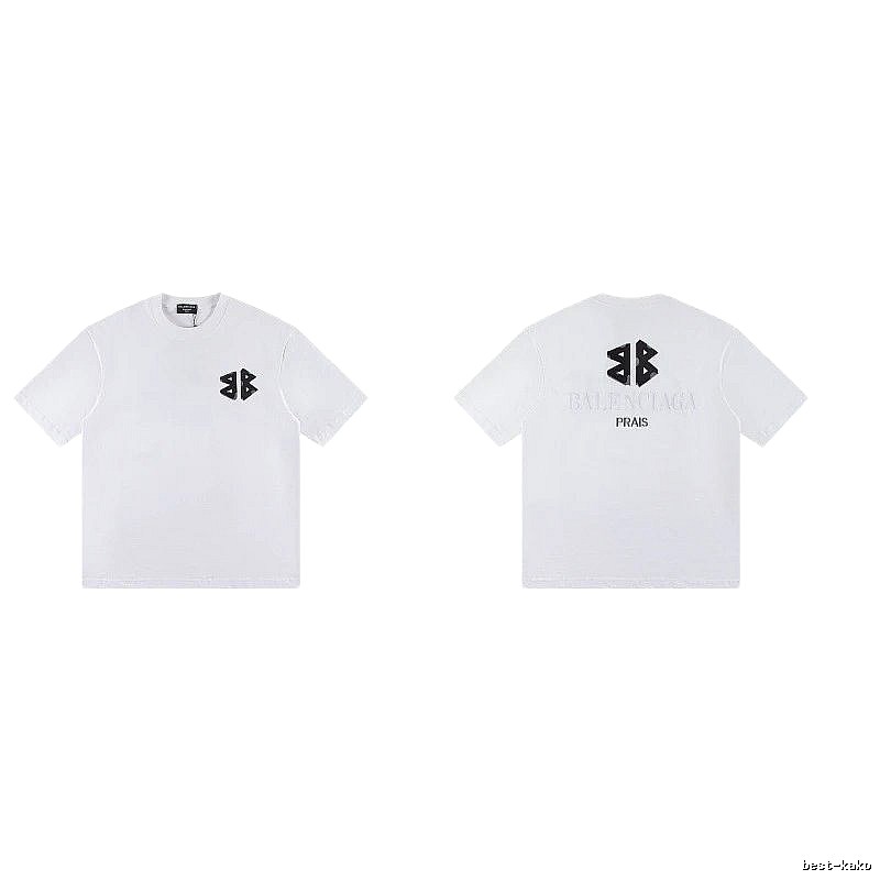 Balenciaga Double-B Print Street Style White T-Shirt