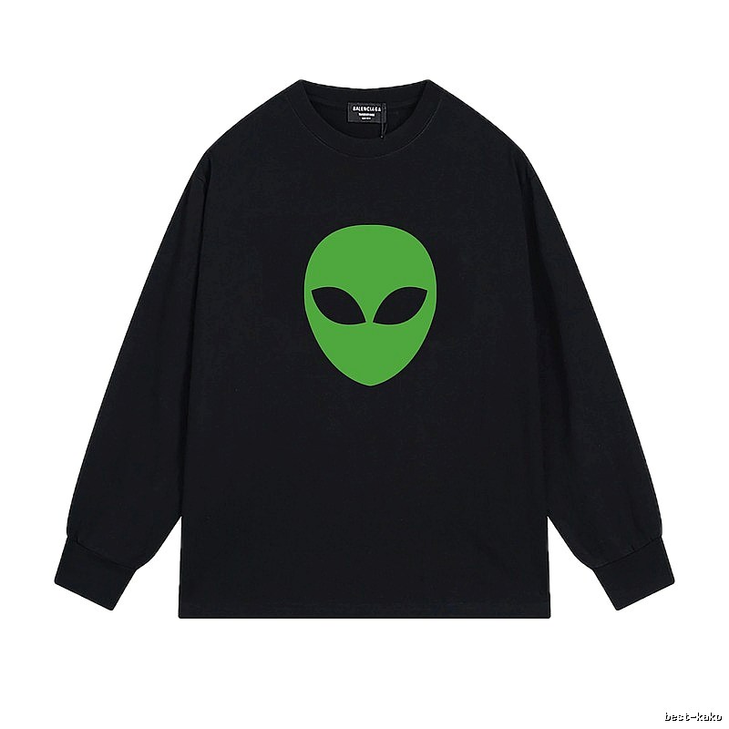 Black long-sleeved shirt with Balenciaga alien print