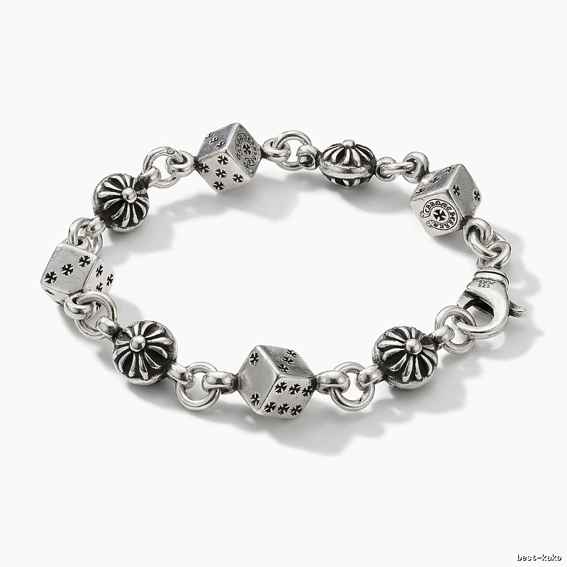 Chrome Hearts Dice Retro Style Silver Bracelet