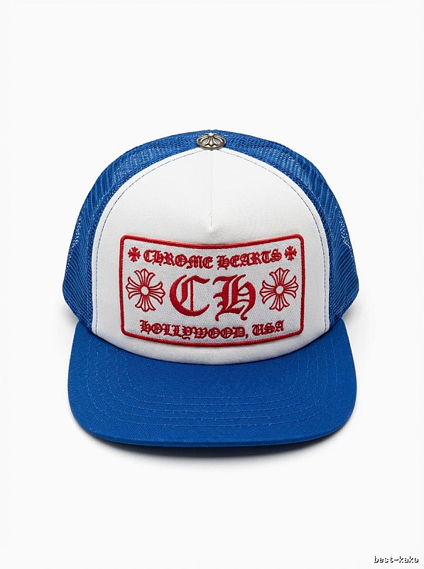 Chrome Hearts Retro Style Blue and White Hat