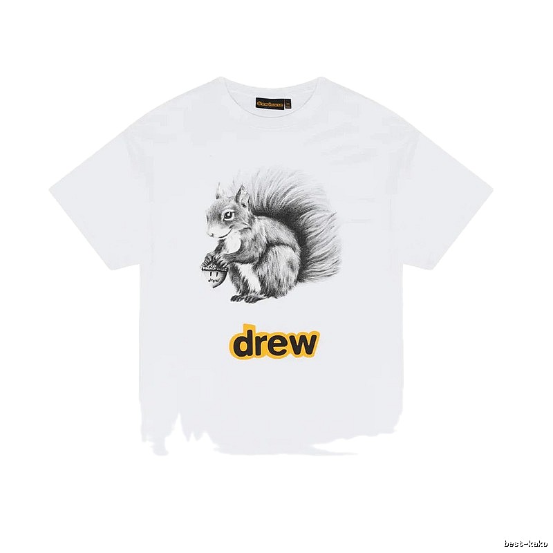 DREW Squirrel Print Street Style White T-Shirt