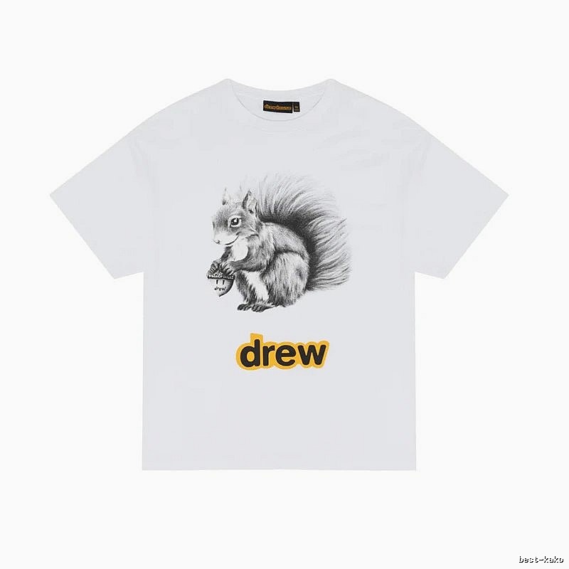 DREW Squirrel Print Street Style White T-shirt