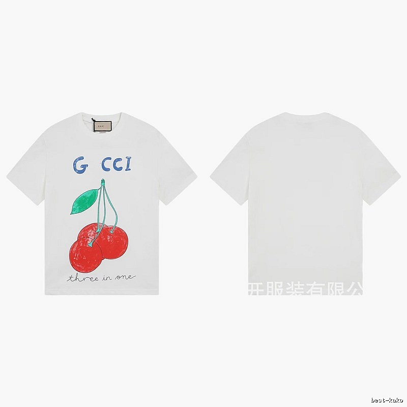 Gucci Cherry Print Casual Style White T-Shirt