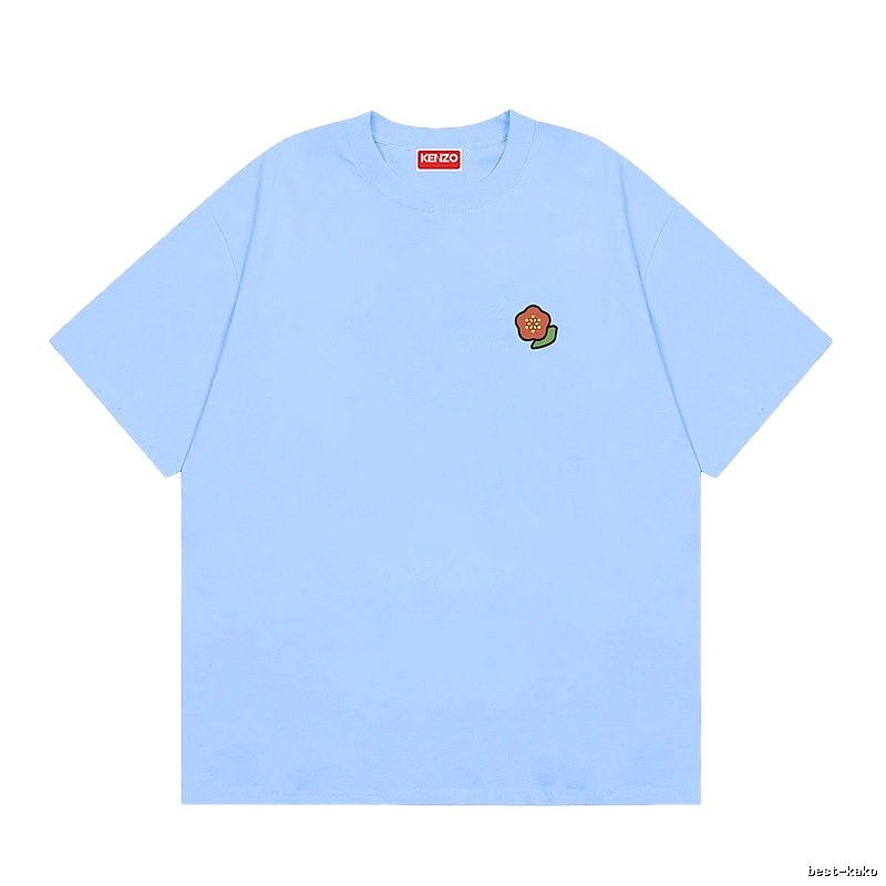 KENZO Embroidered Small Flower Casual Style Light Blue T-Shirt
