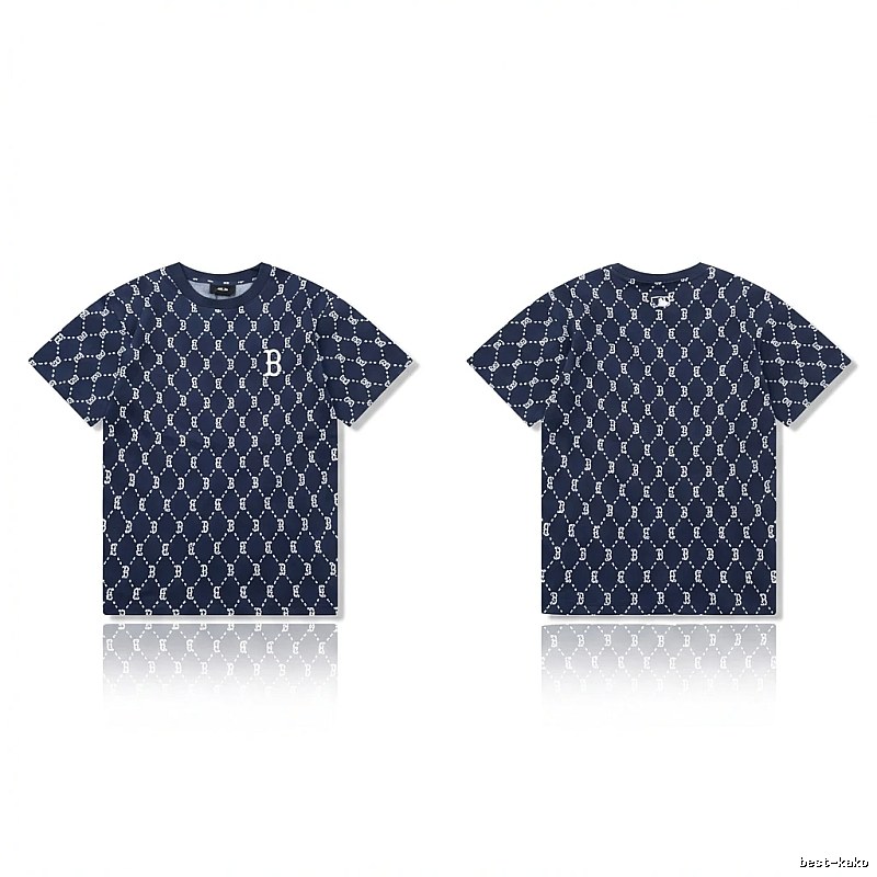 MLB full - printed style navy blue T - shirt