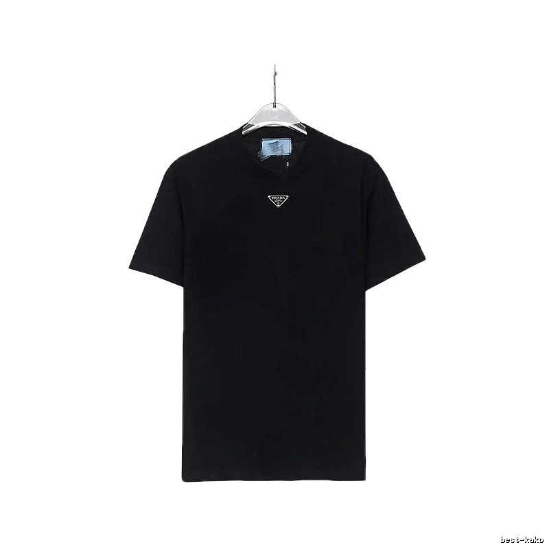 Prada Triangular Logo Minimalist Style Black Short-sleeve T-shirt