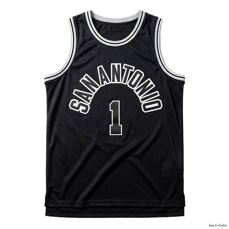 The black jersey of the San Antonio Spurs' Wembanyama style.