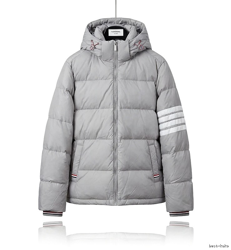Thom Browne Classic Stripe Grey Down Jacket