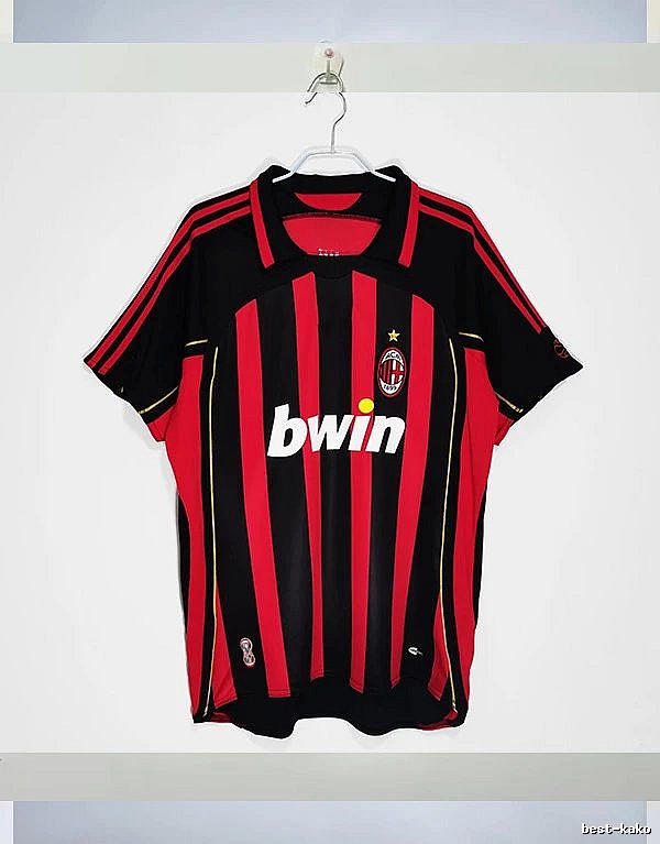 AC Milan Patterned Retro soccer jersey Red Black Striped with Polished Detail