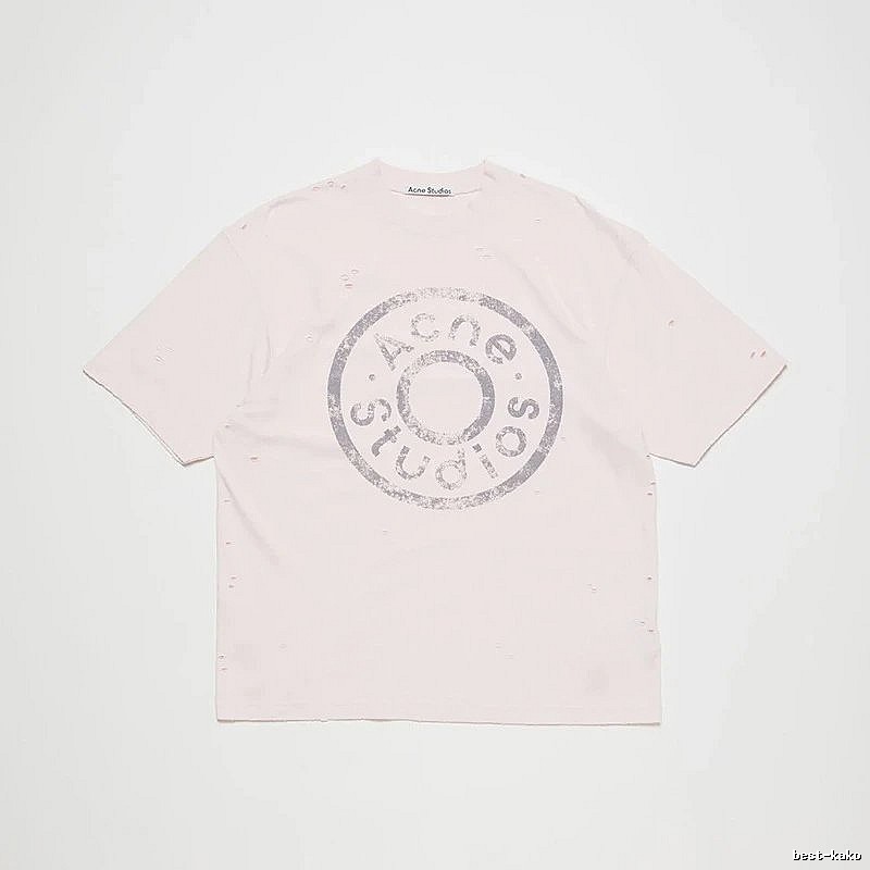 Acne Studios 2090-80 Pink Multicolor Pink Style Ac908041 Stockholm Logo T-Shirt Commuter Look