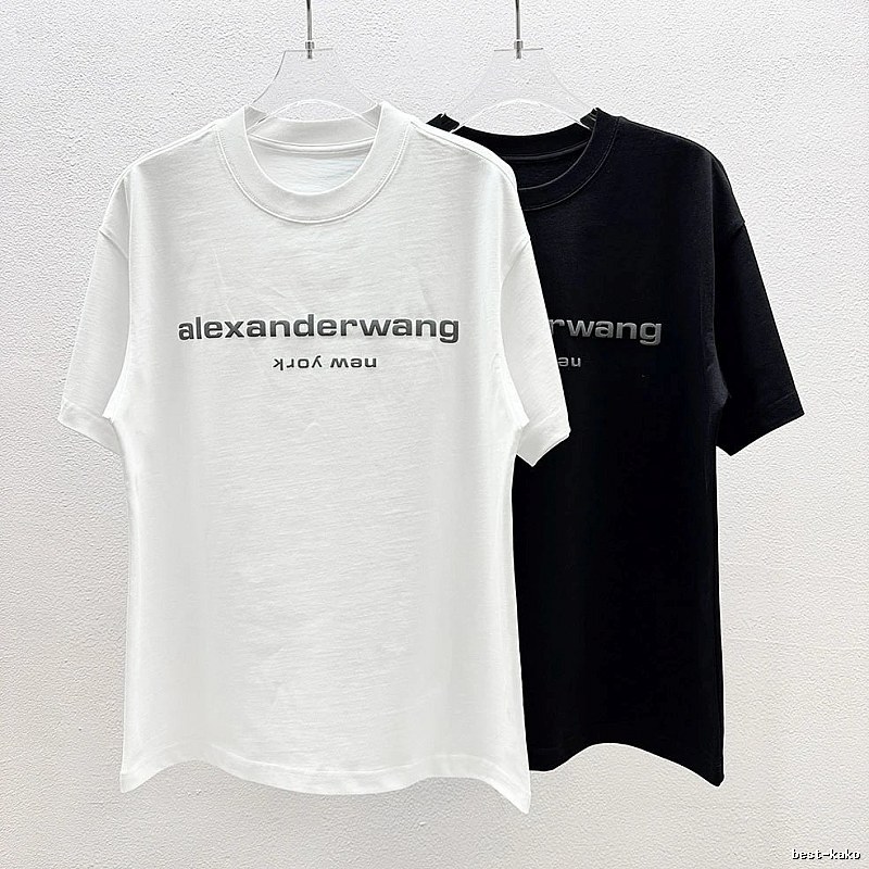 Alexander Wang Trendy Letter Style Black and White Short-Sleeve T-Shirt