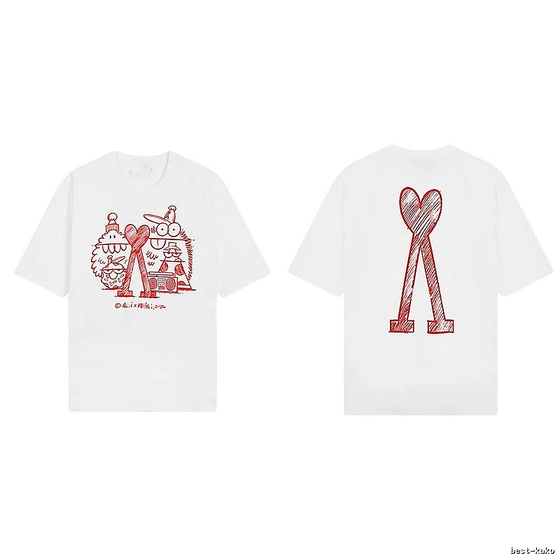 AMI Cartoon Graffiti Style Short-sleeve Shirt (White)