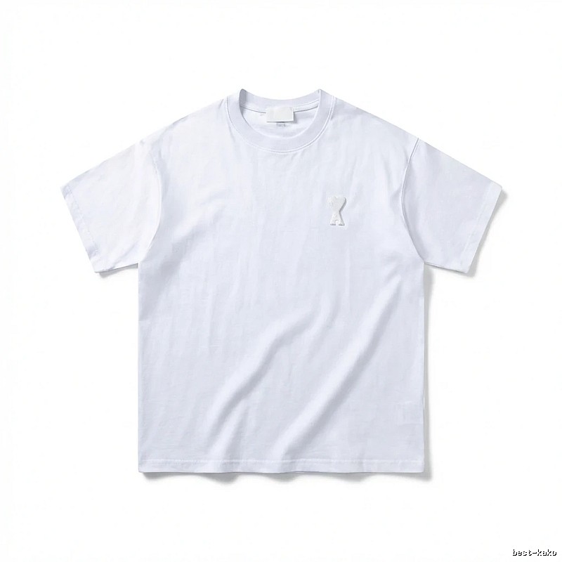 AMI Embroidered Minimalist Style White T-shirt