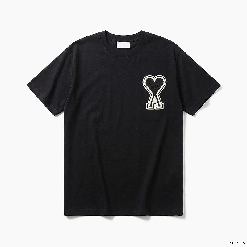 AMI Heart-shaped Pattern Black T-shirt