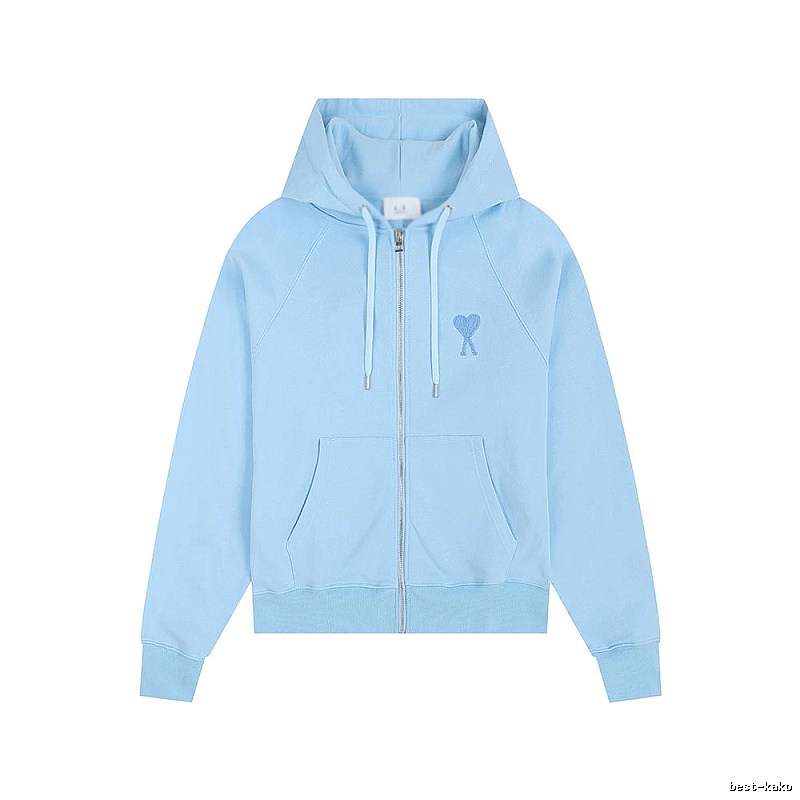 AMI Love Embroidery Light Blue Hoodie