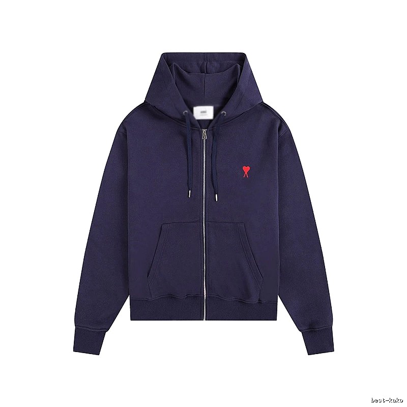 AMI Love Embroidery Style Dark Blue Hoodie