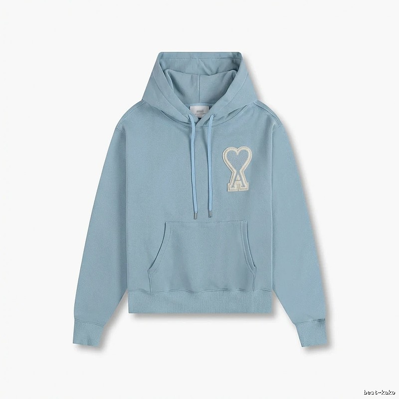 AMI Love Heart Pattern Light Blue Hoodie