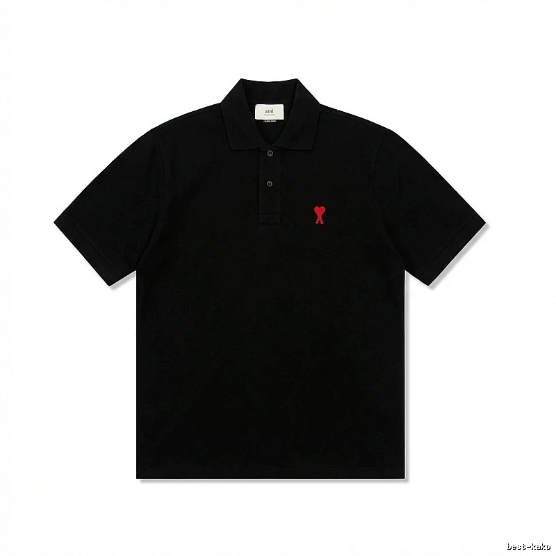 Ami love simple style black polo shirt