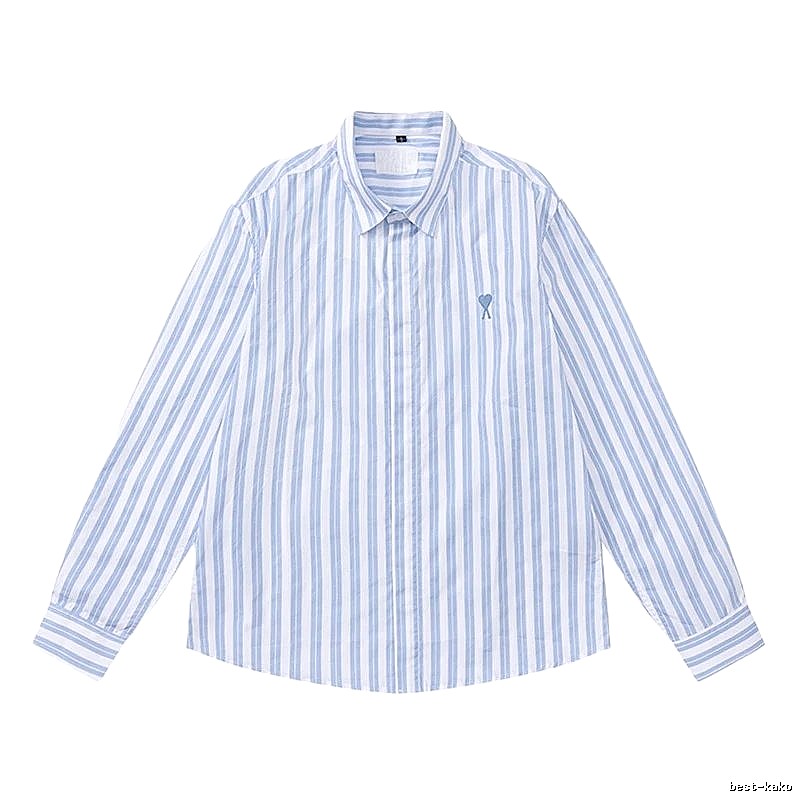 AMI Stripe Simple Blue Shirt