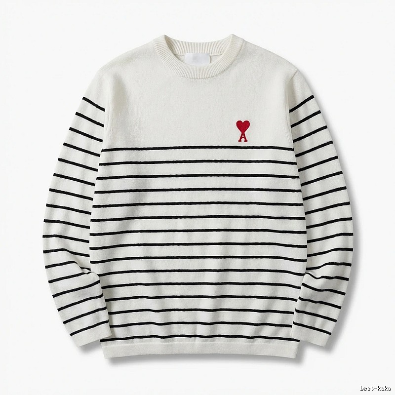 AMI striped minimalist style white sweater