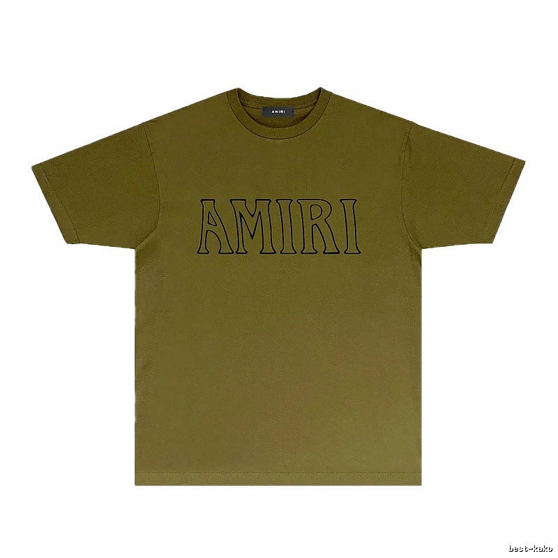 AMIRI Basic Style Minimalist Olive Green T-shirt