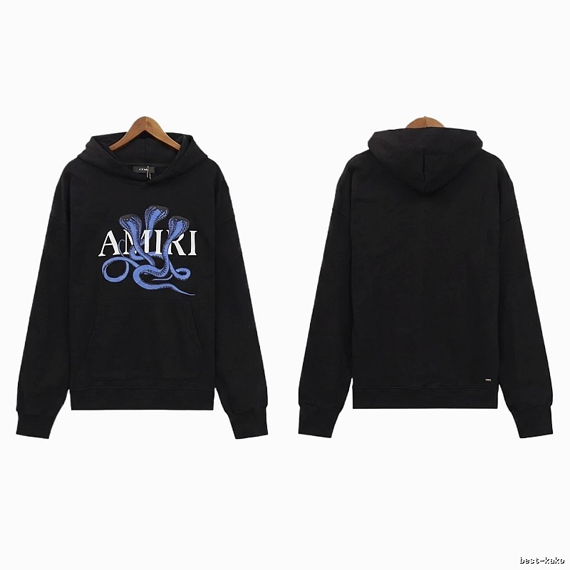 AMIRI Black Hoodie with Snake Print