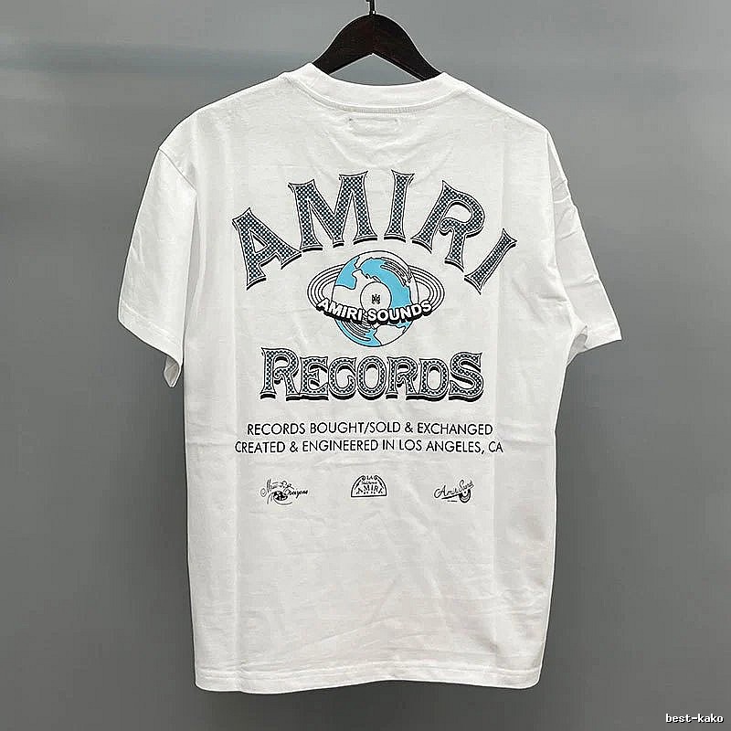 Amiri Letter Graphic White Blue Records Graphic T-Shirt Clean Colorway