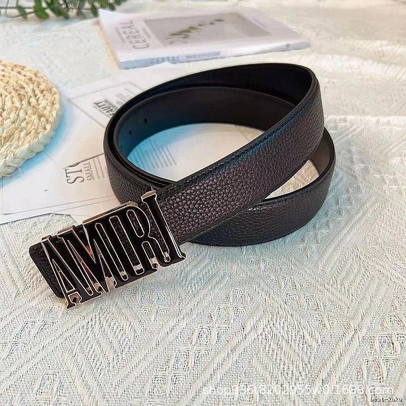 Amiri Logo Detail Logo belt Black Belt Metallic with Relaxed Feel
