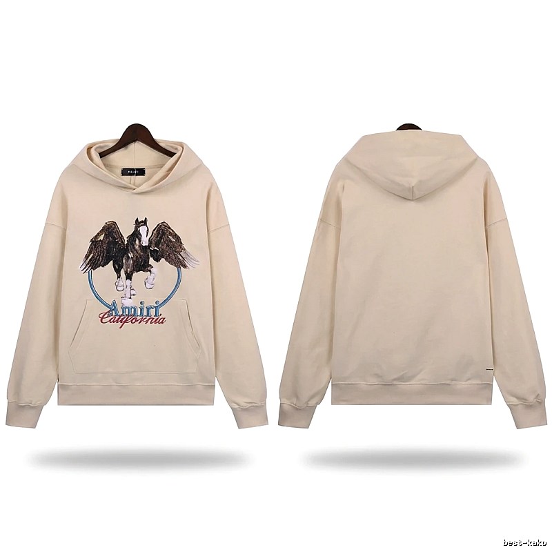 AMIRI Pegasus Series Casual Style Off-White Sweatshirt