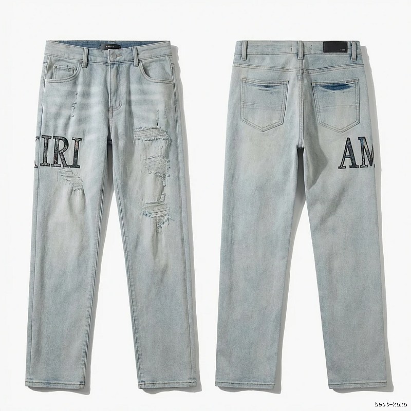 AMIRI ripped trendy light blue jeans