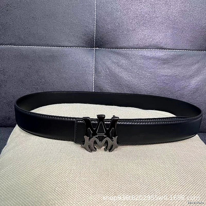 Amiri Travel Logo belt Black Belt Metallic with Modern Look