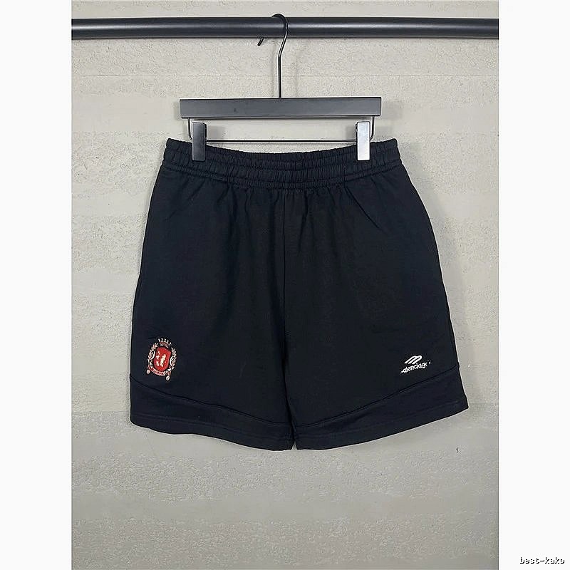 Balenciaga badge-style black shorts