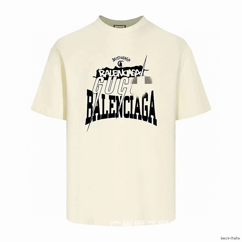 Balenciaga Co-branded Printed Street-style Off-white T-shirt