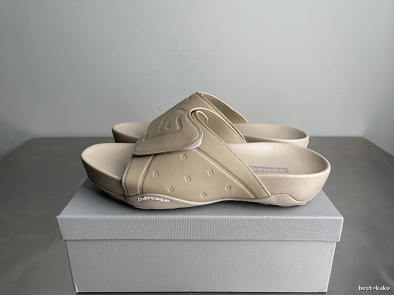 Balenciaga Embossed Luxury Street Style Khaki Slides