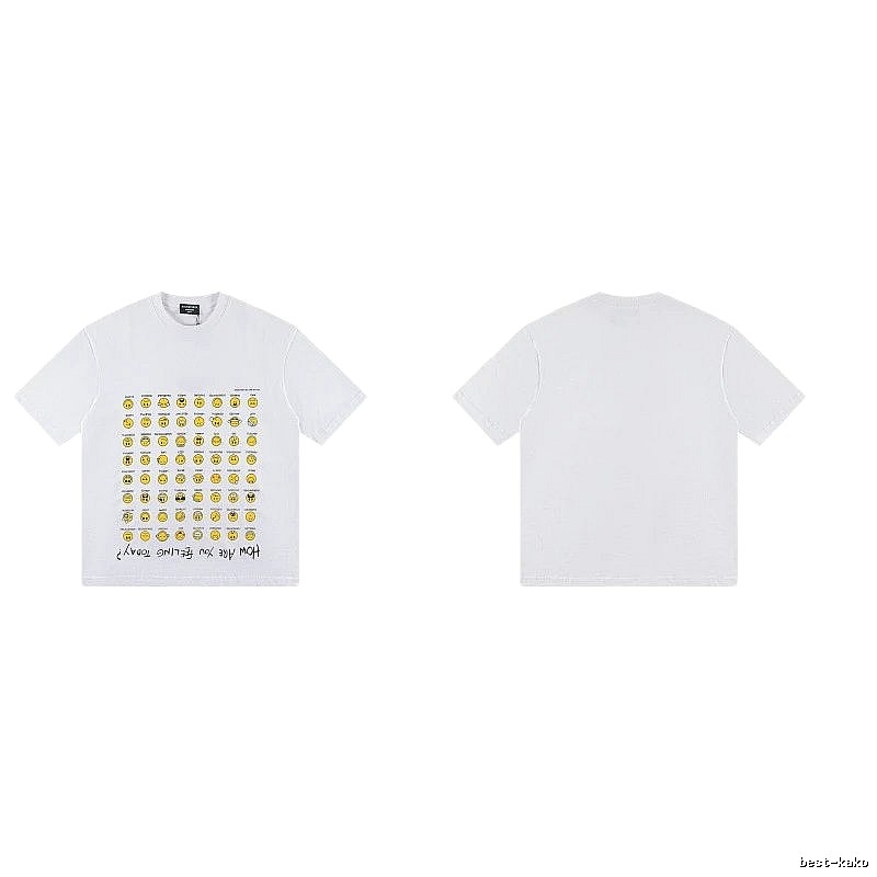 Balenciaga Smiley Face Printed Street Style White T-shirt