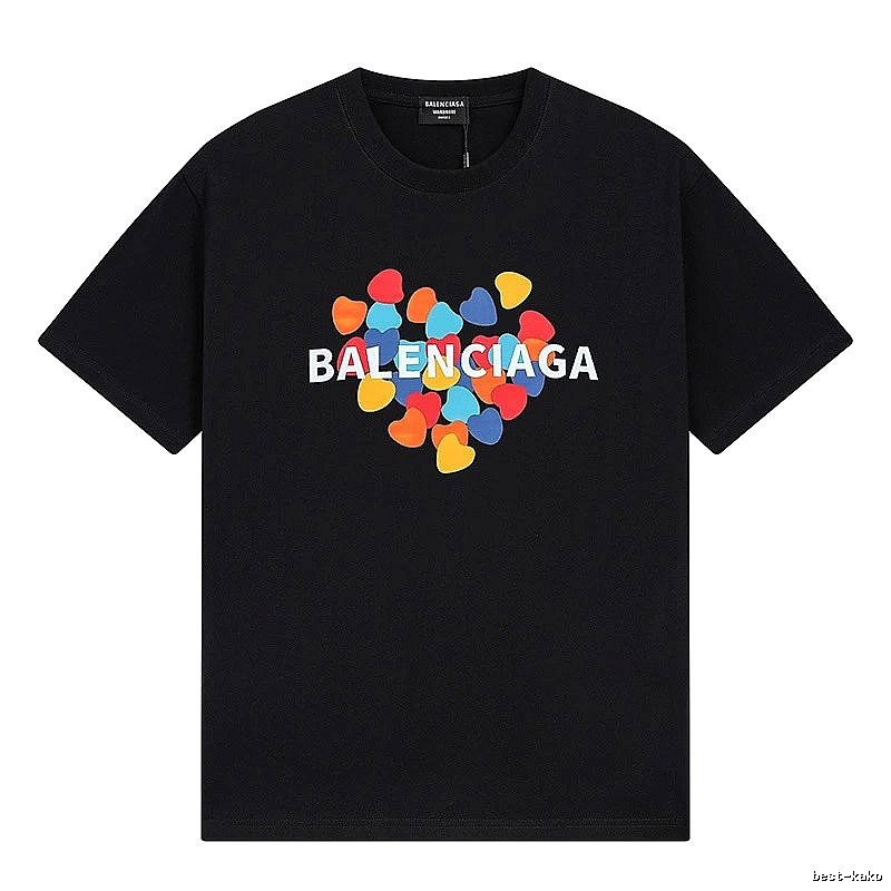 Balenciaga Trendy Black T-shirt with Heart Print