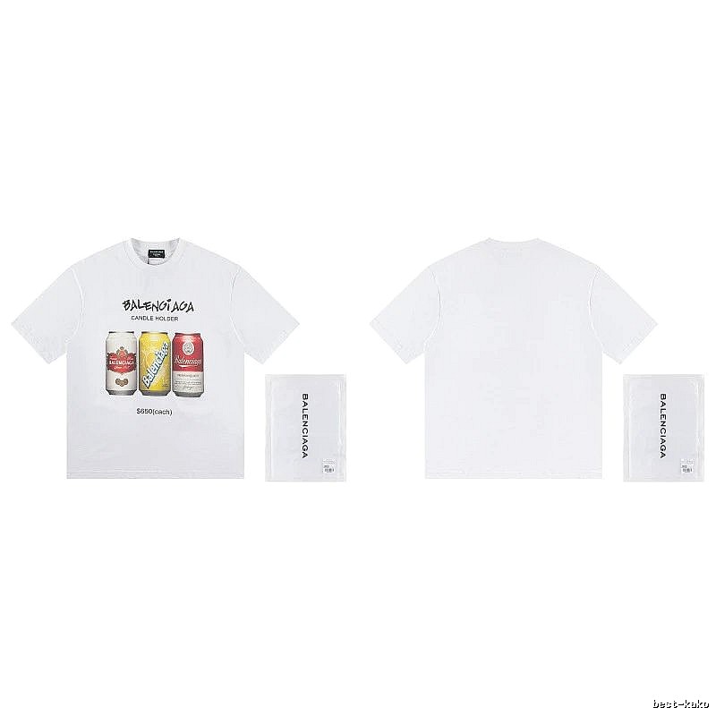 Balenciaga Trendy White T-Shirt with Soda Can Print