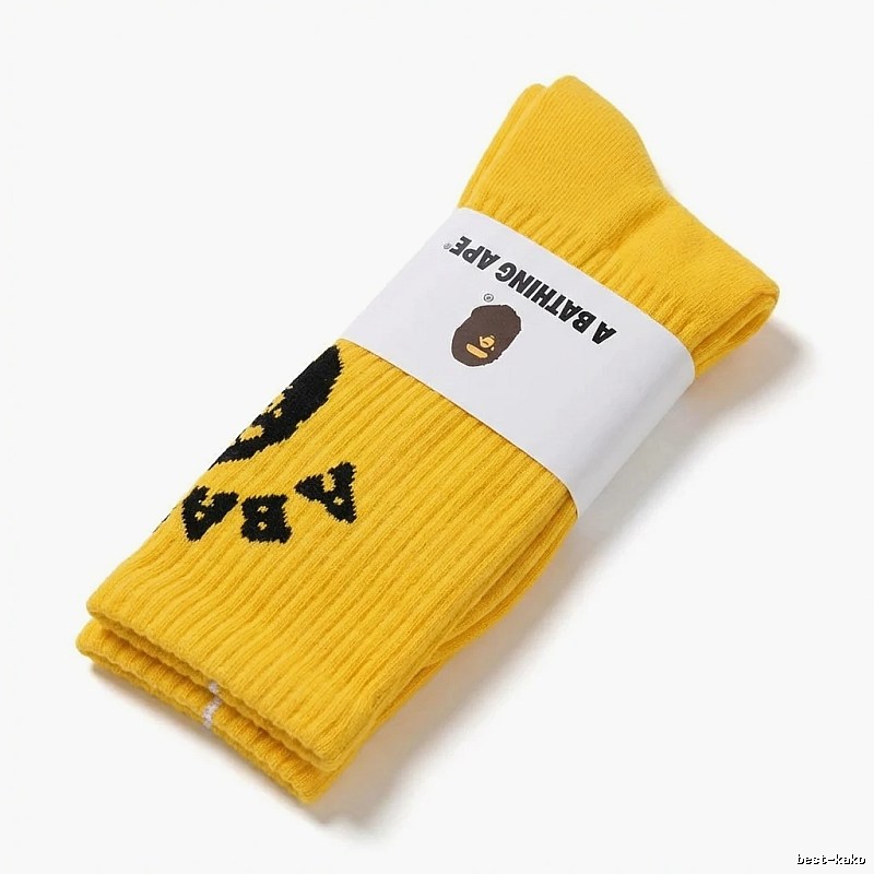 Bape Ape Head trendy brand yellow socks