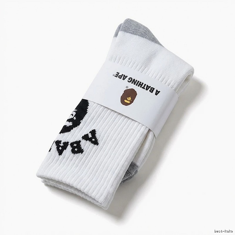 Bape Ape Man trendy brand white socks