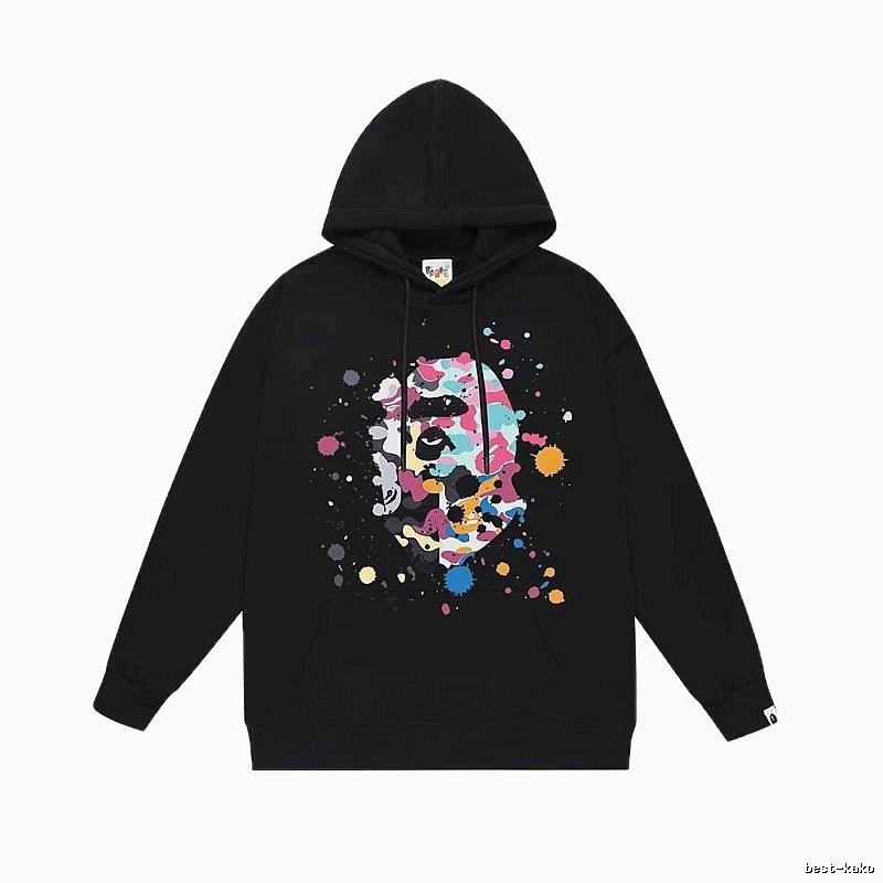 Bape camouflage splatter ink style black hoodie