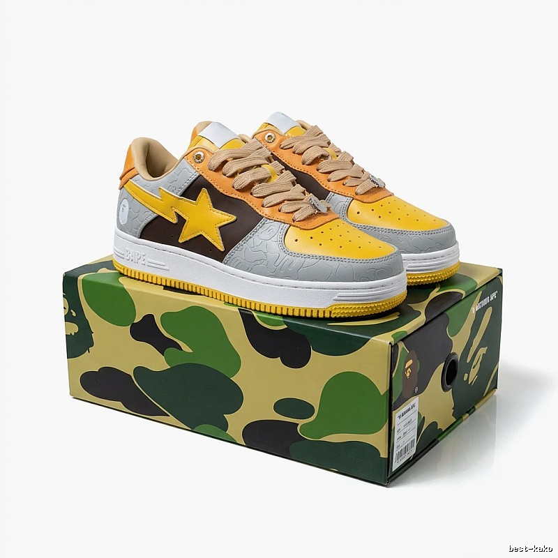 Bape camouflage style yellow-gray-orange sneakers
