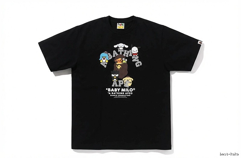 Bape cartoon print trendy brand black T-shirt