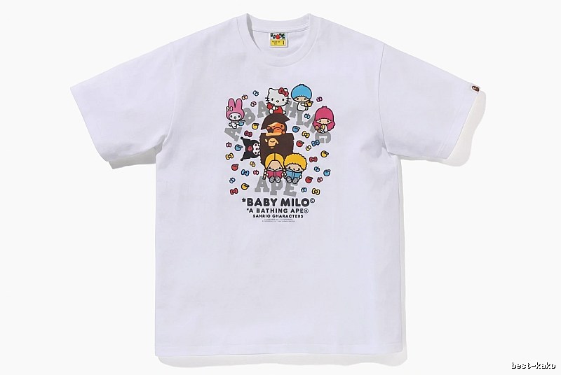 Bape cartoon - printed white T - shirt