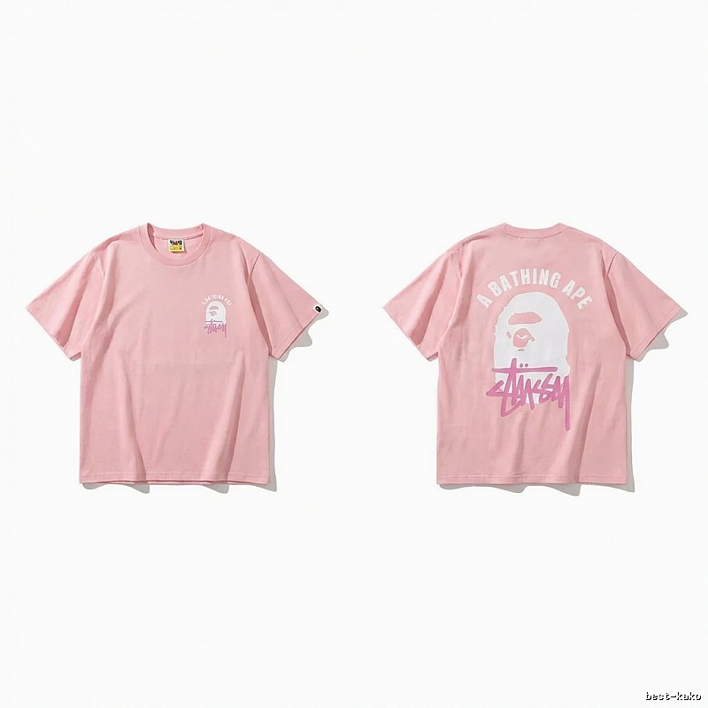 Bape trendy brand pink T-shirt