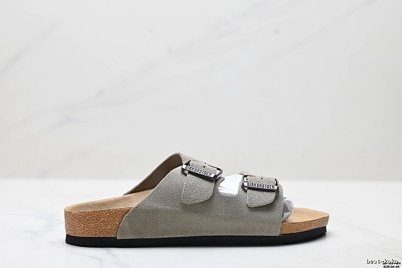 Birkenstock Classic Double-Buckle Casual Style Grey Slide Sandals