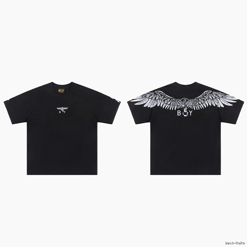BOY Wing Print Street Style Black Short-sleeve T-shirt