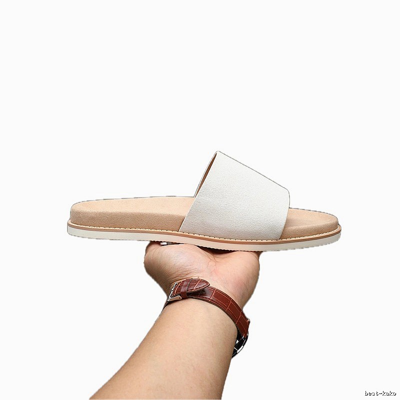 Brunello Cucinelli Minimalist Casual Off-White Slide Sandals