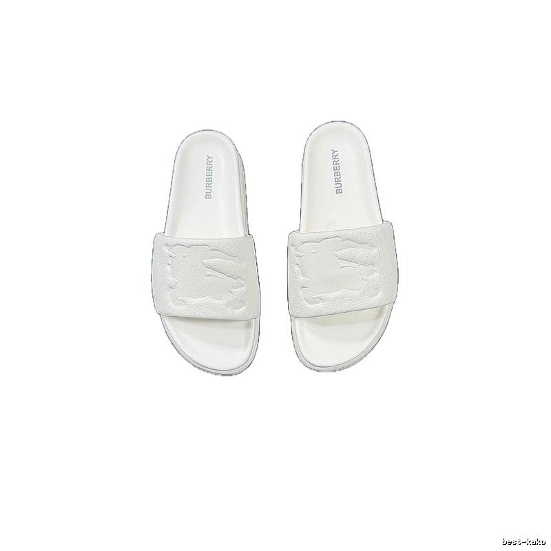 Burberry Embossed Equestrian Knight Minimalist White Slides