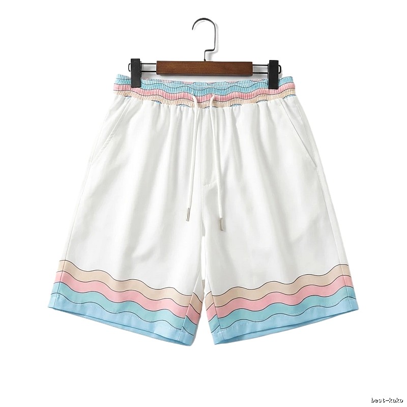 Casablanca Wave Pattern Casual White Shorts
